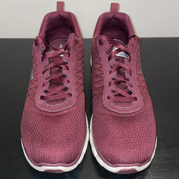 Skechers Dual-Lite Lite-Weight Memory Foam Maroon/Wine Slip On Sneakers. 10 - Picture 5 of 12